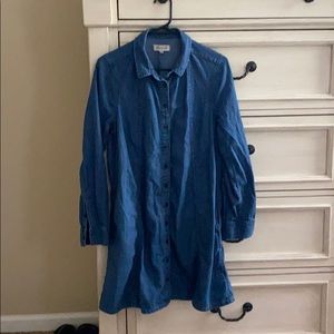 Madewell A-line denim button down dress. Medium